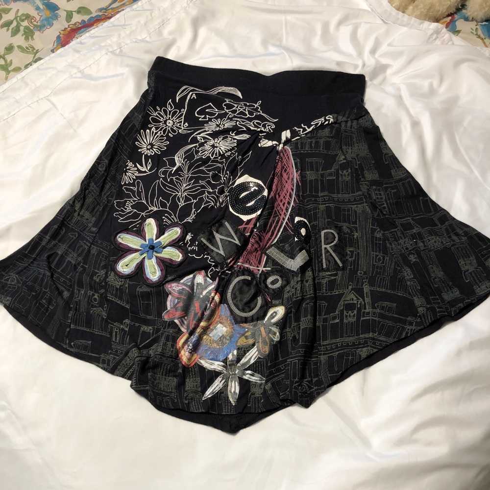 Desigual printed embellishes skirt